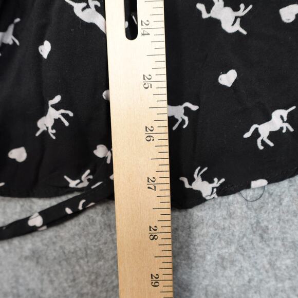 ModCloth Top Womens 1X Unicorn Print Long Sleeve Blouse Black Novelty - Picture 8 of 9